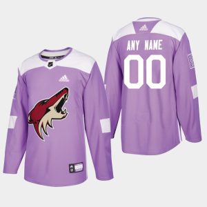 Arizona Coyotes Trikot Benutzerdefinierte Warmup Practice Hockey Fights Cancer Lavender